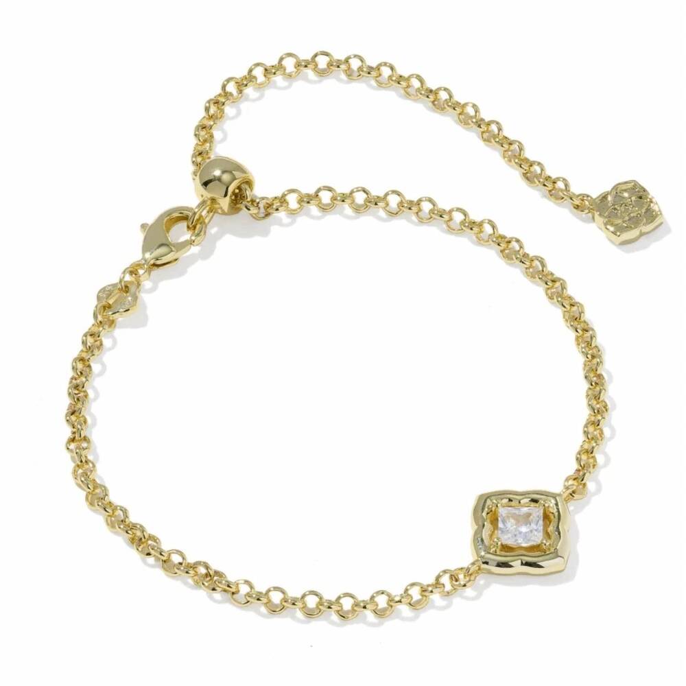 NEW KENDRA SCOTT women's mallory crystal delicate chain bracelet in gold